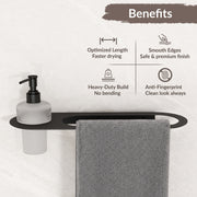 Plantex Stainless Steel Napkin Ring with Soap Dispenser for Bathroom/Bathroom Towel Hanger for Wall/Towel Ring Bathroom Accessories - Pack of 1 (Black)