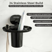 Plantex J4 Stainless Steel Toothbrush Holder for Bathroom/Toothbrush Stand for Bathroom/Tumbler Holder/Bathroom Accessories (PVD Black Finish) Onix