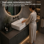 Plantex Tabletop Wash Basin/Bathroom Sink/Wash Basin Over Counter/Designer Ceramic Wash Basin for Bathroom (Marble Finish, 24 x 13 x 5 Inch)