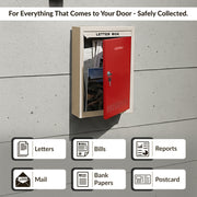 Plantex Letter Box for Home/GI Steel Mail Box/Suggestion Box for Office/Complaint Box for Hote/Post Box for Home Gate & with Secure Lock - (Red & Ivory) - Big Size Wall Mounted