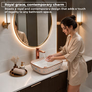 Plantex Ceramic Table Top Wash Basin/Washbasin/Countertop Wash Basin for Bathroom/Living Room(NC-482, 14 x 10 x 5 Inch)