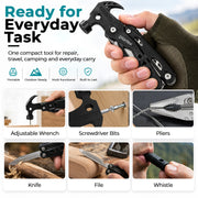 Plantex 12-in-1 Multipurpose Mini Hammer & Pliers Hand Tool Set/Stainless Steel Folding Multi-Tool Kit for Home DIY Repair & General Maintenance  Pack of 1, Black (MQ042G)