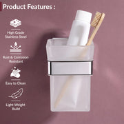 Plantex Stainless Steel Glass Tumbler Holder for Bathroom/Toothbrush Stand - Pack of 1, Aqua (Chrome)