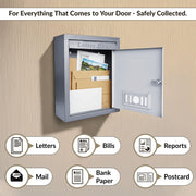 Plantex Wall Mount Letter Box - Suggestion Box/Mail Box/Post Box for Home gate with Secure Key Lock - (Dark Grey) A4 Size