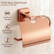 Plantex 304 Grade Stainless Steel Toilet Paper Holder/Stand for Toilet Paper Roll/Tissue Paper Holder - Decan (Rose Gold)