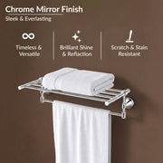 Plantex 304 Grade Stainless Steel Towel Rack for Bathroom/Towel Stand/Hanger/Bathroom Accessories - Niko (18 Inch-Chrome)
