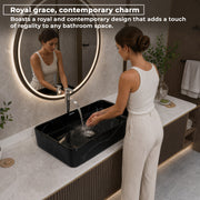 Plantex Ceramic Countertop Basin/Tabletop Washbasin/Bathroom Basin Sink/Marble Washbasin for Kitchen (White Veins, 24 x 13 x 5 Inch)