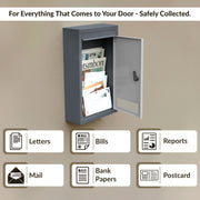 Plantex All in one Multipurpose with Big Size Letter Box for Home/Post Box/Suggestion Box/Complaint Box/Donation Box with Lock Table Top or Wall Mount - (Grey)
