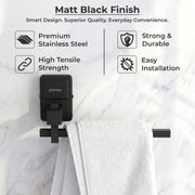 Plantex 304 Grade Stainless Steel Napkin Holder for Wash Basin/Hand Towel Holder for Bathroom/Towel Ring/Bathroom Accessories - Darcy (Black)