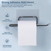 Plantex Self Adhesive GI Steel Toilet Paper Holder Self Adhesive/Toilet Paper Roll Holder/Tissue Paper Roll Holder for Bathroom (Black - Pack of 2)