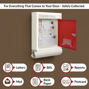 Plantex Letter Box/GI Steel Magazine Holder/Complaint Box & Suggestion Box for Office with Secure Lock and Keys/News Paper Holder/Mail Box/Post Box (Red & Ivory), Wall Mount