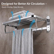 Plantex 304 Grade Stainless Steel Towel Rack in Bathroom/Towel Holder/Bathroom Accessories (24 Inch) Chrome