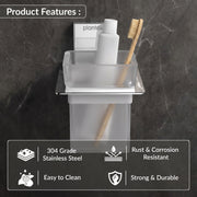 Plantex 304 Grade Stainless Steel Glass Tumbler Holder/Toothbrush Holder for Bathroom/Bathroom Accessories - Crystal (Chrome)