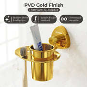 Plantex J4 Stainless Steel Toothbrush Holder for Bathroom/Toothbrush Stand for Bathroom/Tumbler Holder/Bathroom Accessories (PVD Gold Finish) Angel