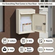 Plantex Letter Box/GI Steel Mail Box/Donation Box with Lock and Keys/Letter Box for Home Gate/Suggestion Box for Office/School/Complaint Box/ (Ivory) - Wall Mount