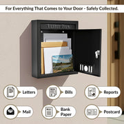 Plantex Letter Box/GI Steel Post Box/Suggestion Box for Office Use with Key Lock/Letter Box for Home gate/Mail Box (Black) - Wall Mount - A4 Size