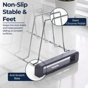 Plantex Stainless Steel Plate Rack for Kitchen/10 Slot Dish Organizer Rack/Plate Holder for Kitchen Drawer/Saucer Stand with Anti-Scratch Base (6 Inches, Pack of 1)