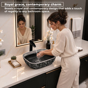 Plantex Wash Basin for Bathroom/Ceramic Table Top Washbasin/Countertop Vessel Sink Basin - Indo-European Collection (EQTT-521,18 x13x 5 Inch)