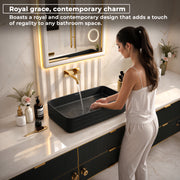 Plantex Wash Basin for Bathroom/Ceramic Basin/Rectangle Table Top Basin/Wash Basin for Home/Restaurant (Charcoal Black - 26 x 15 x 5 Inch)
