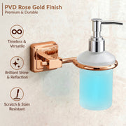 Plantex 304 Grade Stainless Steel Liquid Soap Dispenser for Kitchen/Soap Dispenser Wall Mount for Bathroom Accessories- Decan (Rose Gold)
