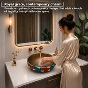 Plantex Ceramic Countertop Wash Basin/Basin for Bathroom/Designer Basin for Home/Office/Restaurant (Bronze - 16.5 x 16.5 x 6 Inch)
