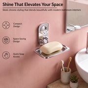 Plantex Stainless Steel Single Soap Holder for Bathroom/Soap Dish Holder Wall Mounted/Bathroom Accessories - Dream (Chrome)