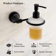 Plantex 304 Grade Stainless Steel Handwash Holder for Wash Basin Liquid Soap Dispenser/Bathroom Accessories - Niko (Black)