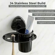 Plantex J4 Stainless Steel Toothbrush Holder for Bathroom/Toothbrush Stand for Bathroom/Tumbler Holder/Bathroom Accessories (PVD Black Finish) Angel