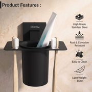 Plantex Tumbler Holder for Bathroom/Stainless Steel Toothpaste Holder/Toothbrush Holder/Bathroom Accessories - Pack of 1 (Black)