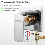 Plantex 5 Way Thermostatic Shower Diverter/Pure Brass Concealed & Exposed 5-Outlet Mixer Valve Body/Multi-Function Bathroom Diverter with Button Control - (Kubix Primium-2589)