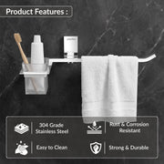 Plantex 304 Grade Stainless Steel Tumbler Holder/Glass Toothbrush Holder/Napkin Ring/Towel Holder for Bathroom/Bathroom Accessories - Crystal(Chrome)