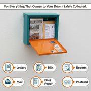 Plantex GI Steel Letter Box/Complaint Box/Small Suggestion Box for Office/Post Box for Home/Wall Mount Mail Box - (Green & Orange)