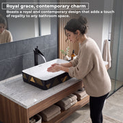 Plantex RectangularTable Top Wash Basin For Bathroom/Designer Ceramic Basin/Countertop Vessel Sink Basin - Indo-European Collection (24 x 14 x 5 Inch)