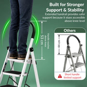 Plantex Ladder for Home 6 Steps/Foldable Ladder with Anti-Skid Wide Steps (30L x 20W cm)/Strong D-Shape Pipe with X-Support for More Stability/5 Year Warranty(Apex-White)