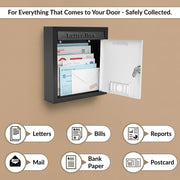 Plantex Letter Box/GI Steel Post Box/Suggestion Box/Donation Box with Key Lock/Letter Box for Home/Office/Hotel Gate/Complaint Box (Black & Ivory) - Wall Mount A4 Size