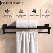 Plantex Stainless Steel 24 Inch Towel Rack for Bathroom/Towel Stand/Towel Holder/Towel Bar/Bathroom Accessories - Pack of 1, Aqua (Black)