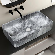 Plantex Ceramic Table Top Washbasin For Bathroom/Hand Wash Sink/Rectangle Countertop Vessel Sink Basin For Home/Office/Hotel - (Marble Grey)