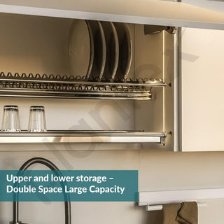 Plantex Stainless Steel Dish Plate Rack Drainer/600mm GTPT Tray for Kitchen/Cabinet Kitchen Organizer for Quick Drying and Storage - Set of 3 Pcs (Chrome)
