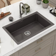 Plantex Quartz Acrylic Kitchen Sink with 10 Years Warranty by Plantex/Undermount Quartz Sink for Kitchen/Granite Single Bowl Kitchen Sinks with Coupling (Con 32x20 Inches)
