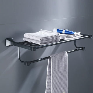 Plantex Space Aluminium Black Bathroom Accessories Set of 5-pcs/Bathroom Hardware Set (Towel Rack/Napkin Ring/Paper Holder/Soap Dish/Tumbler Holder)