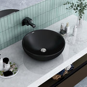 Plantex Platinum Ceramic Tabletop Round Wash Basin/Countertop Bathroom Sink/ Tabletop Wash Basin(Black, 15.5 x 15.5 x 5 Inch)
