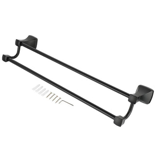 Plantex Space Aluminium Double Towel Rod/Towel Hanger for Bathroom/Towel Stand/Bathroom Accessories (24 inch - Black Powder Coated)