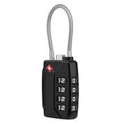 Plantex 4-Digit Combination Padlock/TSA Metal Lock with String Shackle/Number Lock for Luggage/Travel Bag/Suitcase/Backpack/Lockers - Pack of 1 (Black)