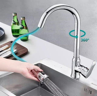 Plantex Pull-Down Kitchen Sink Tap/Pure Brass Sink Tap for Kitchen Basin with 360⁰ Swivel Spout/Kitchen Sink Faucet- (Chrome)