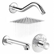 Plantex Shower Combo Set for Bathroom/Brass Single Knob Diverter/Bathtub Spout/8x8 Inch Ultra Slim Overhead Shower/11-Inch S-Shaped Shower Arm – Chrome