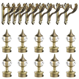 Plantex Curtain Holders for Wall/Curtain Brackets/Curtains Accessories (Brass Antique - 5 Pair)