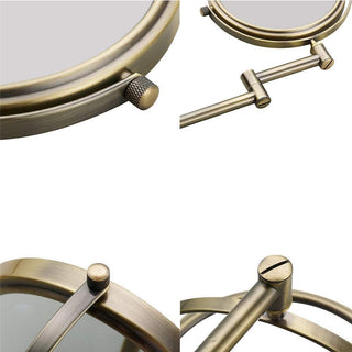 Plantex Brass And 304 Grade Stainless Steel Body Two-Sided 360° Swivel Mirror/Bathroom Mirror/Makeup Mirror/Vanity Mirror Wall Mounted (8 Inches/Brass Antique) - Round