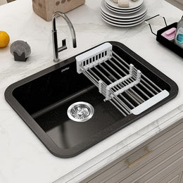 Plantex Matt German Engineered Technology Quartz Sink For Kitchen/UV Protected Kitchen Sink/Single Bowle Sink For Home(Charcoal Black-18X24 Inch)