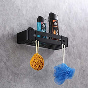 Plantex Folding Towel Rack with Fix Towel Rod/Bathroom Organizer/Towel Hanger with Hook/Bathroom Shelf for Wall/Bathroom Accessories Ã¢â‚¬â€œ Combo (Black)