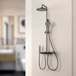 Plantex 304 Grade Stainless Steel Shower Panel for Bathroom/Modern Shower System with Head Shower/Hand Shower & Massage Spray Jet for Bathroom (Gun Metal Grey)